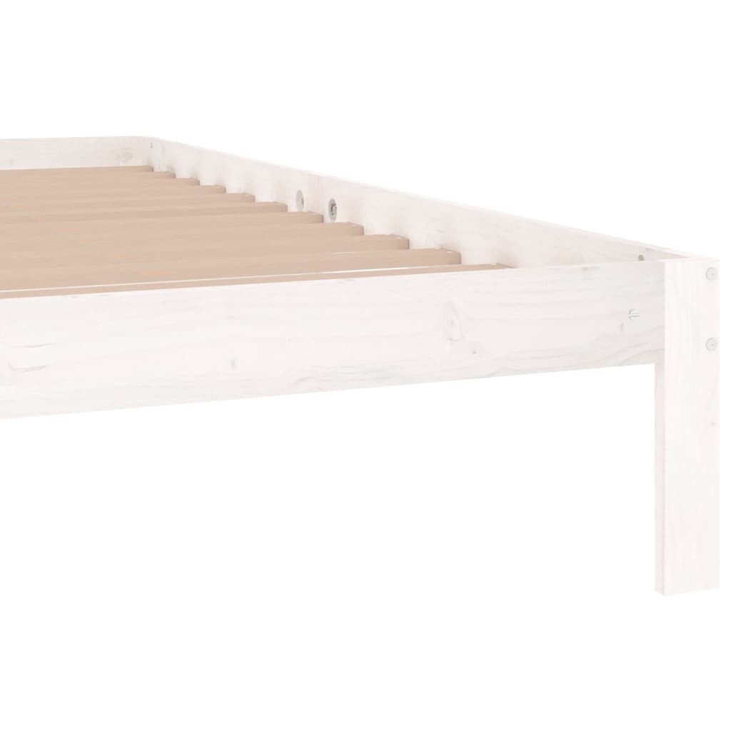 Bed Frame without Mattress White Solid Wood Pine 200x200cm