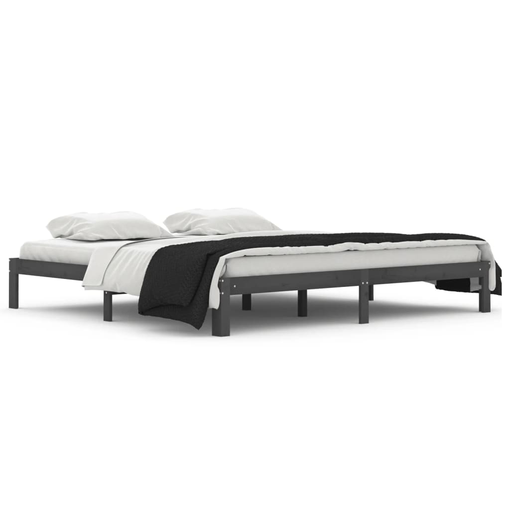 Bed Frame without Mattress Grey Solid Wood Pine 200x200cm