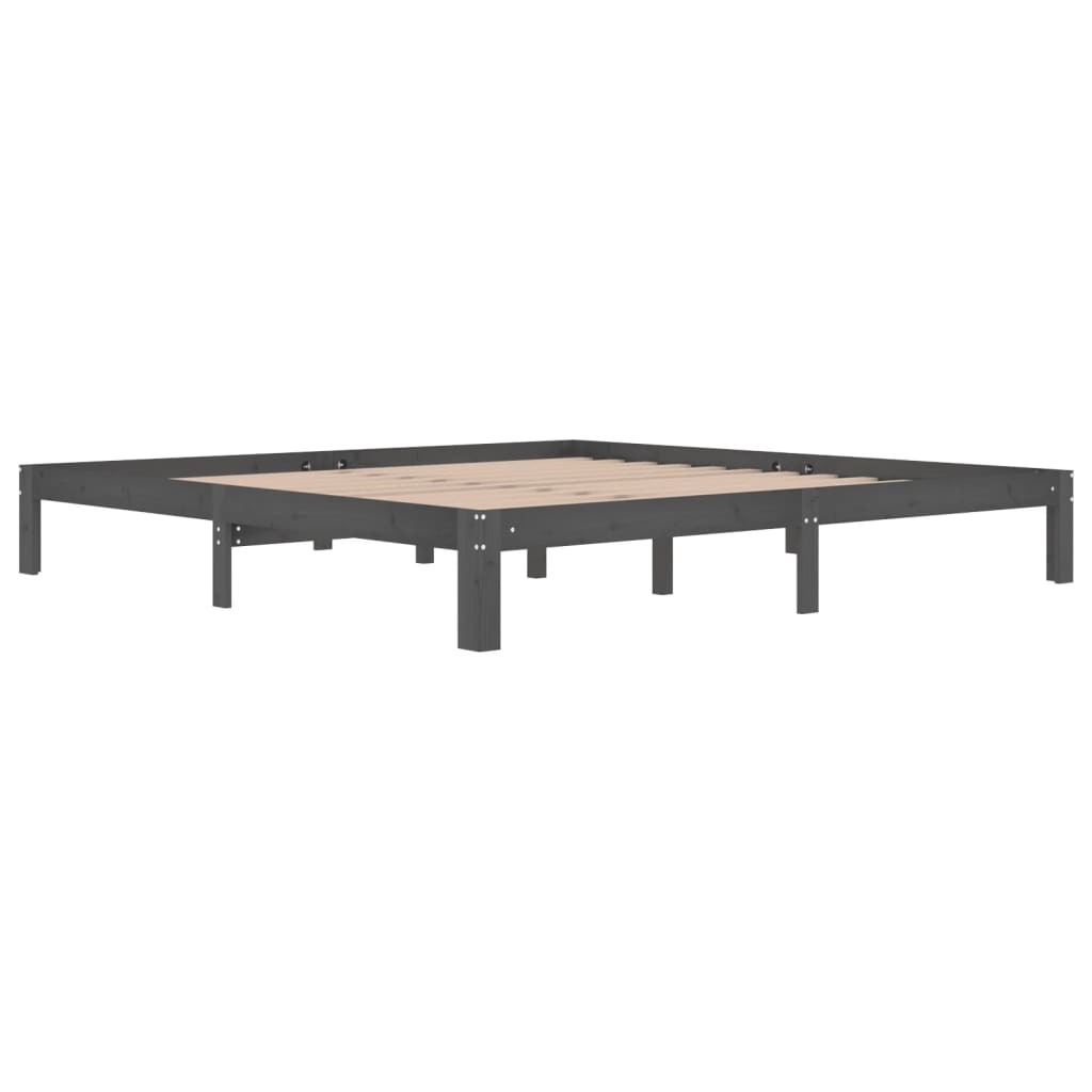 Bed Frame without Mattress Grey Solid Wood Pine 200x200cm