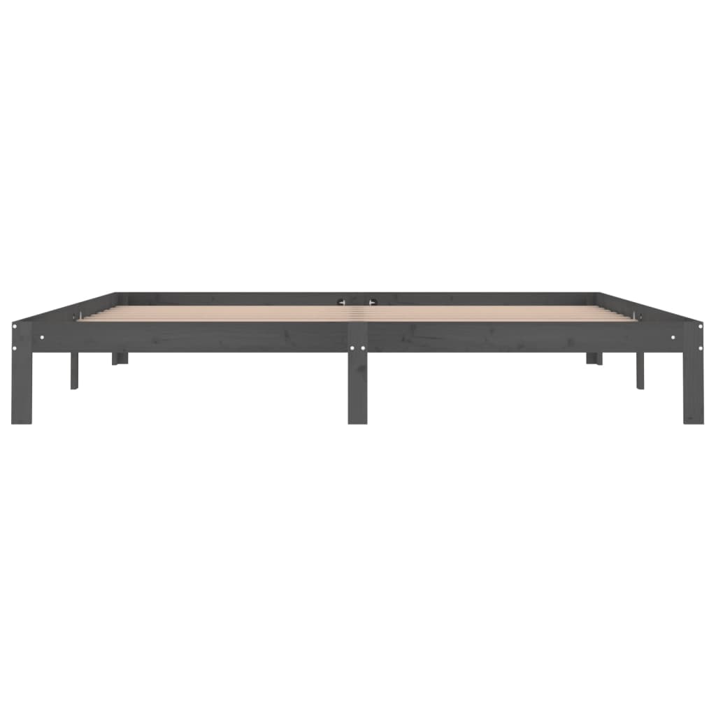 Bed Frame without Mattress Grey Solid Wood Pine 200x200cm