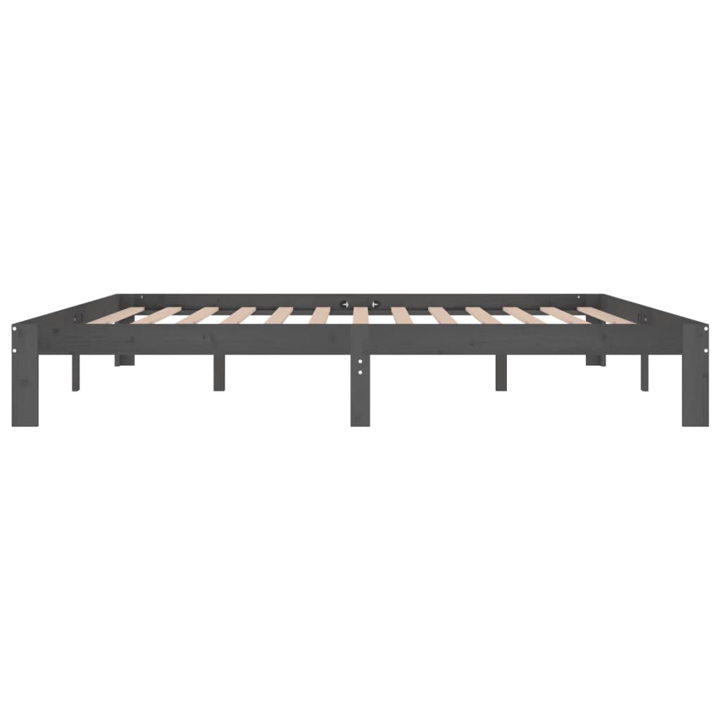 Bed Frame without Mattress Grey Solid Wood Pine 200x200cm