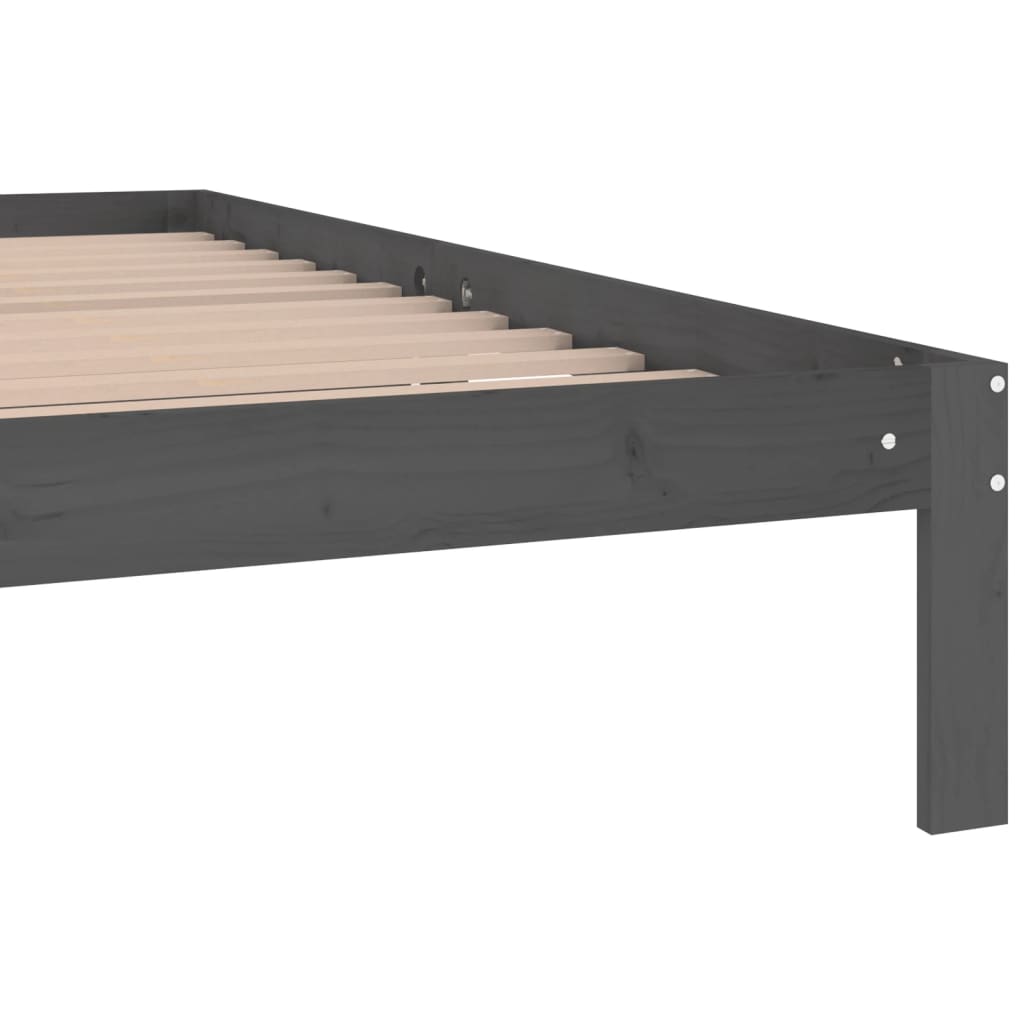 Bed Frame without Mattress Grey Solid Wood Pine 200x200cm