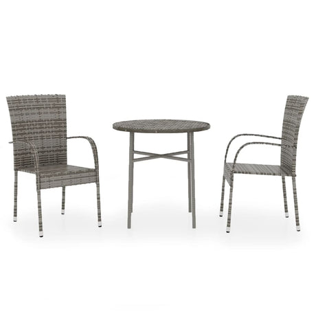 3 Piece Garden Dining Set Poly Rattan