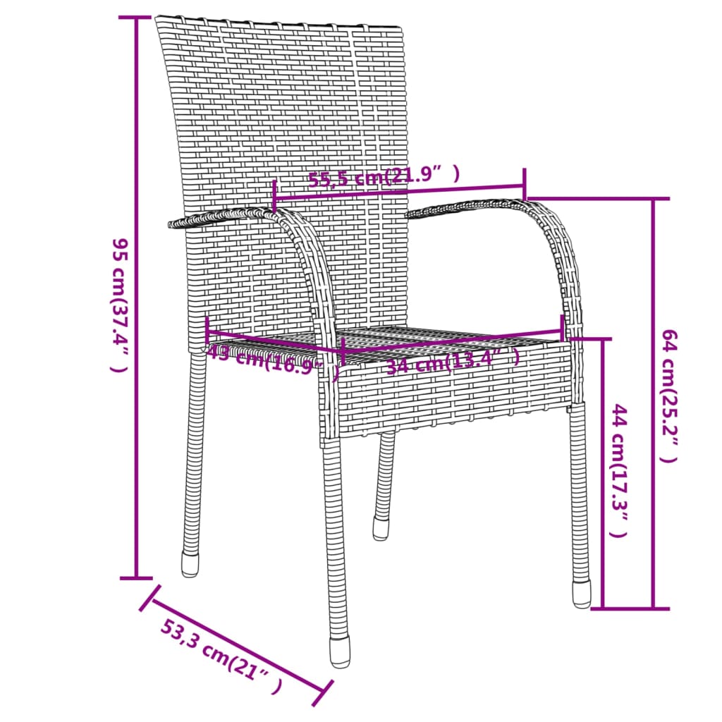 3 Piece Garden Dining Set Poly Rattan