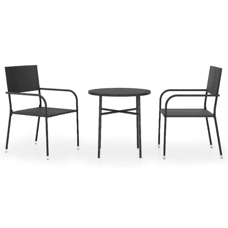 3 Piece Garden Dining Set Poly Rattan