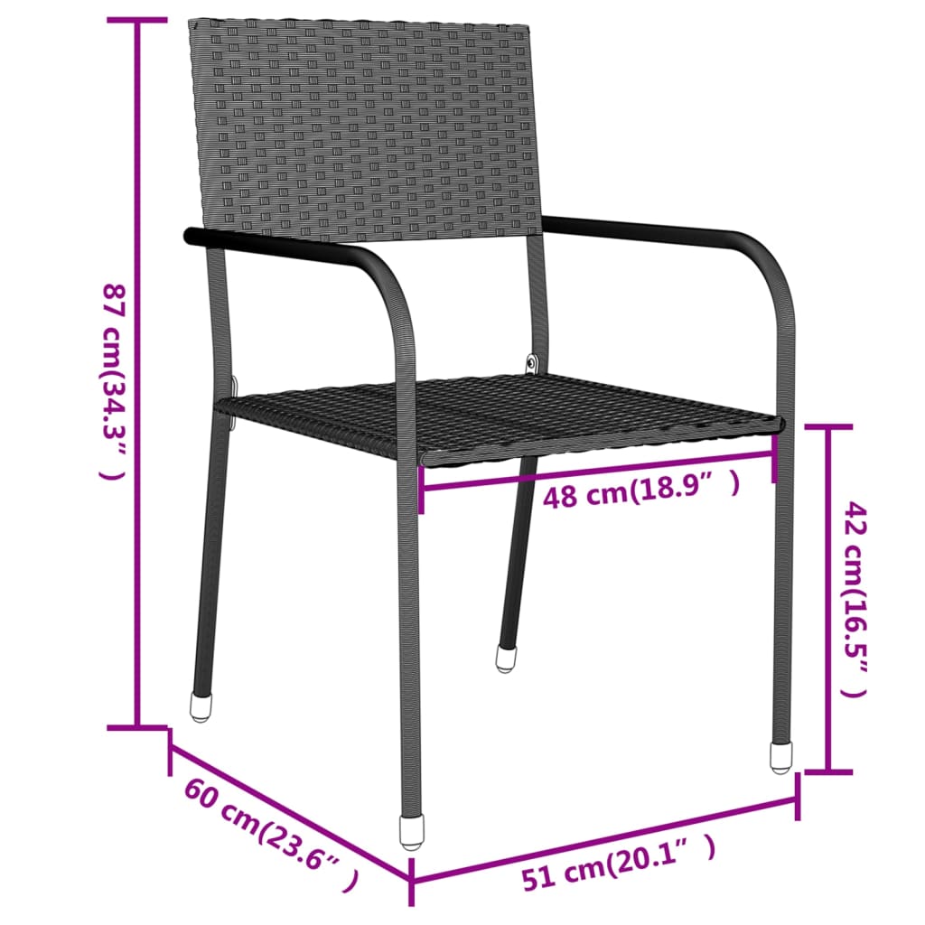 3 Piece Garden Dining Set Poly Rattan