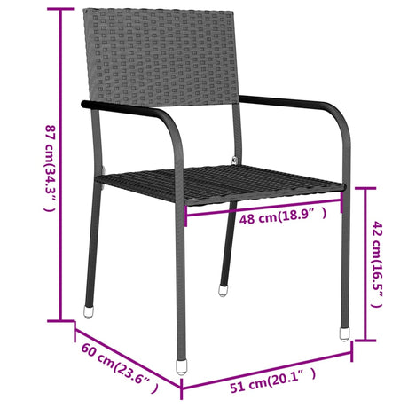 3 Piece Garden Dining Set Poly Rattan