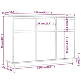 Sideboard 110X34X75 Cm Solid Wood Pine