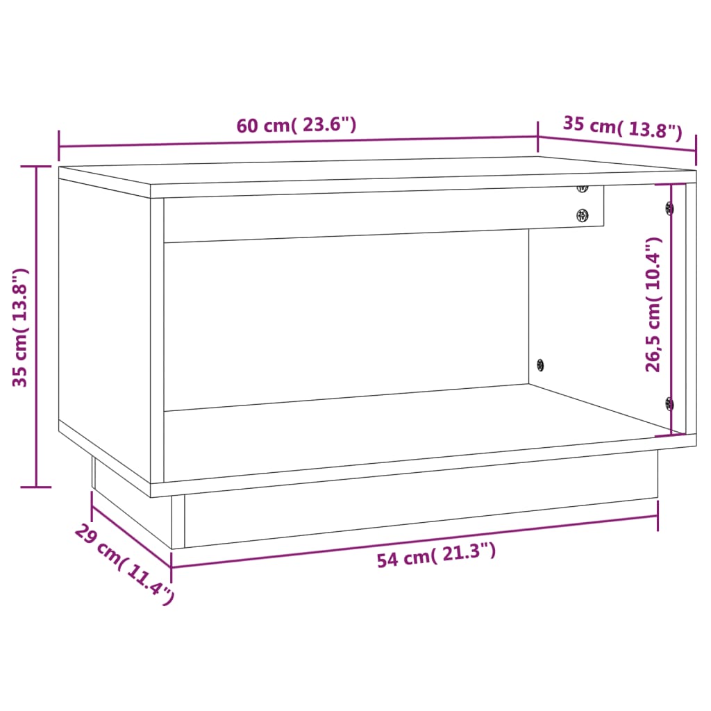 Tv Cabinet 60X35X35 Cm Solid Wood Pine