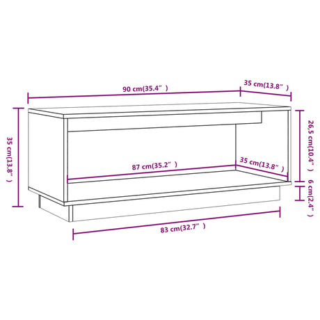 Tv Cabinet 90X35X35 Cm Solid Wood Pine