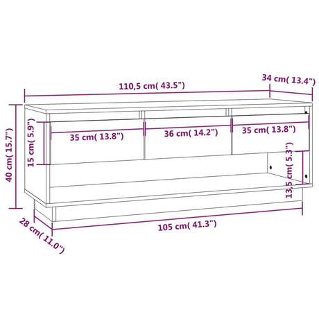 Tv Cabinet 110.5X34X40 Cm Solid Wood Pine