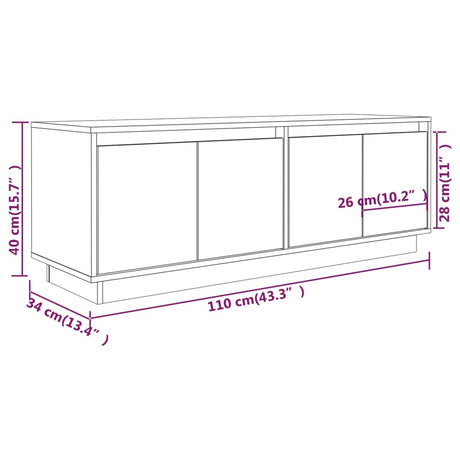 Tv Cabinet 110X34X40 Cm Solid Wood Pine