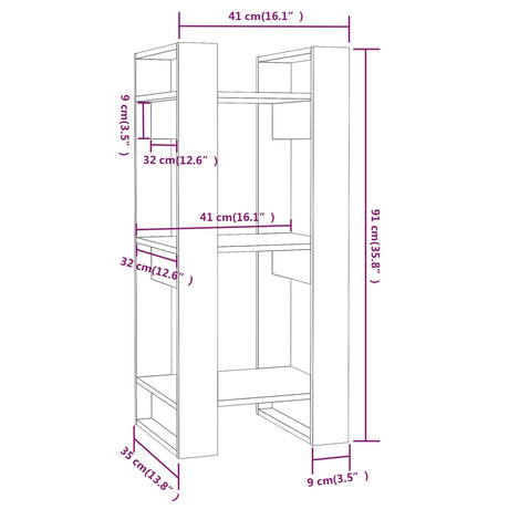 Book Cabinet/Room Divider 41X35X91 Cm Solid Wood Pine