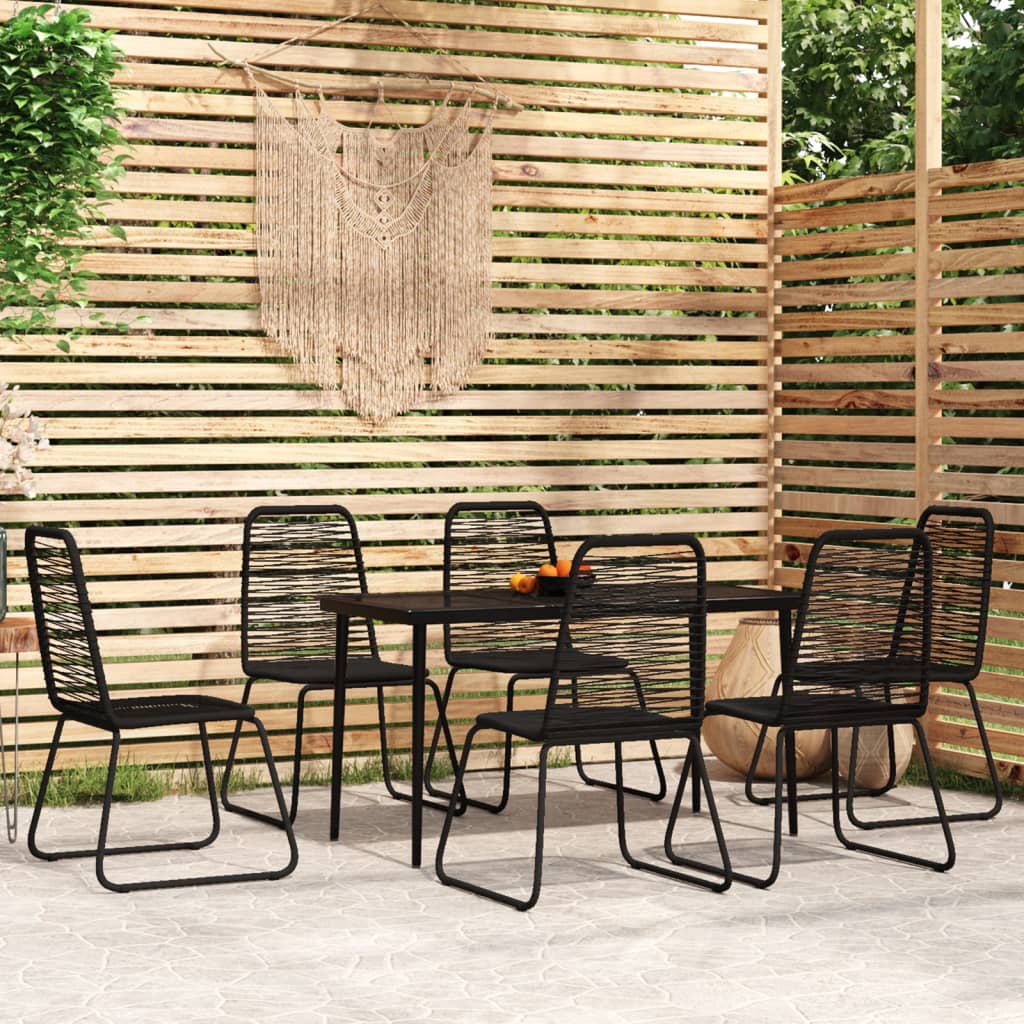 7 Piece Garden Dining Set Black