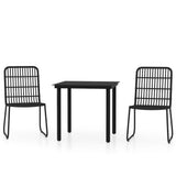 3 Piece Garden Dining Set Black