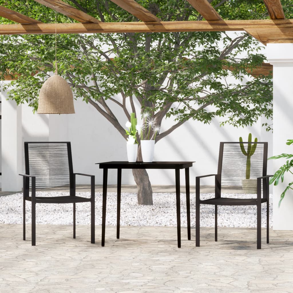 7 Piece Garden Dining Set Black