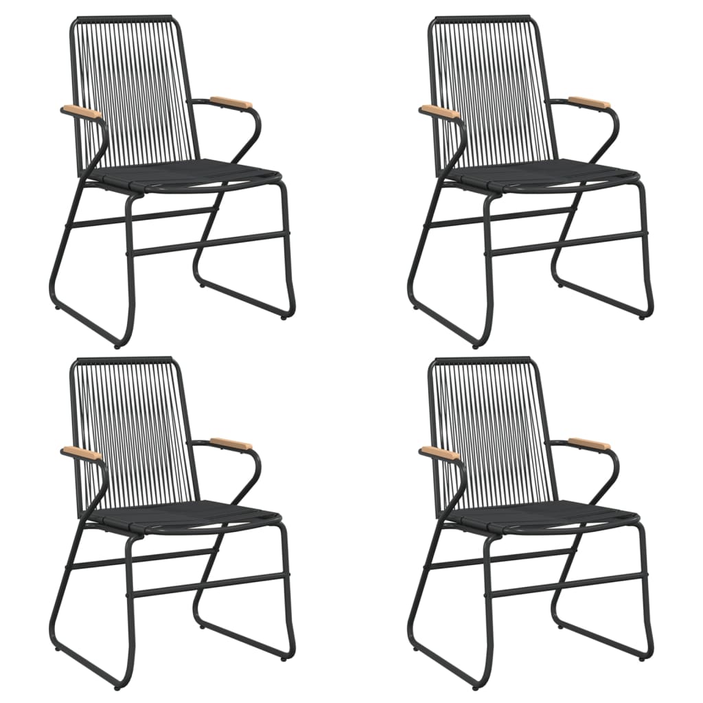 5 Piece Garden Dining Set Black Pvc Rattan