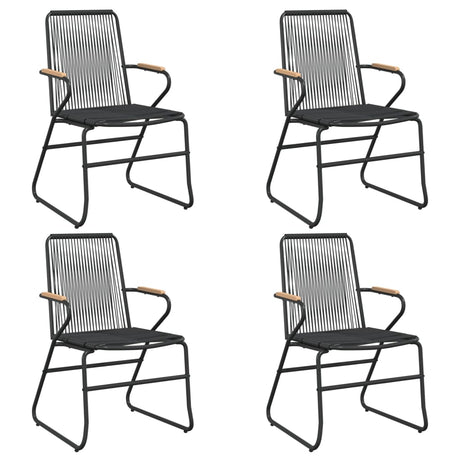 5 Piece Garden Dining Set Black Pvc Rattan
