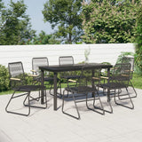 5 Piece Garden Dining Set Black Pvc Rattan