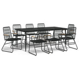 9 Piece Garden Dining Set Black PVC Rattan
