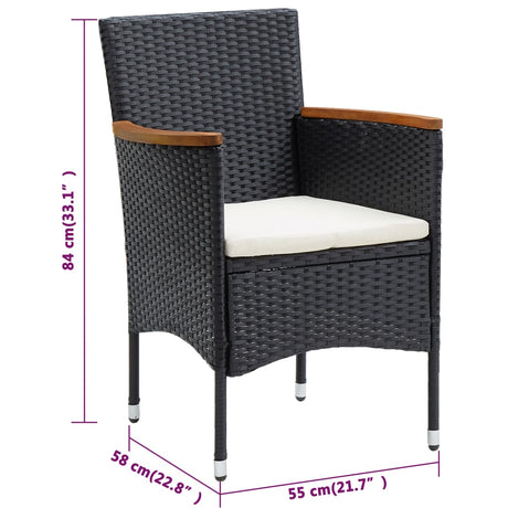 Garden Dining Chairs 4 Pcs Poly Rattan Black