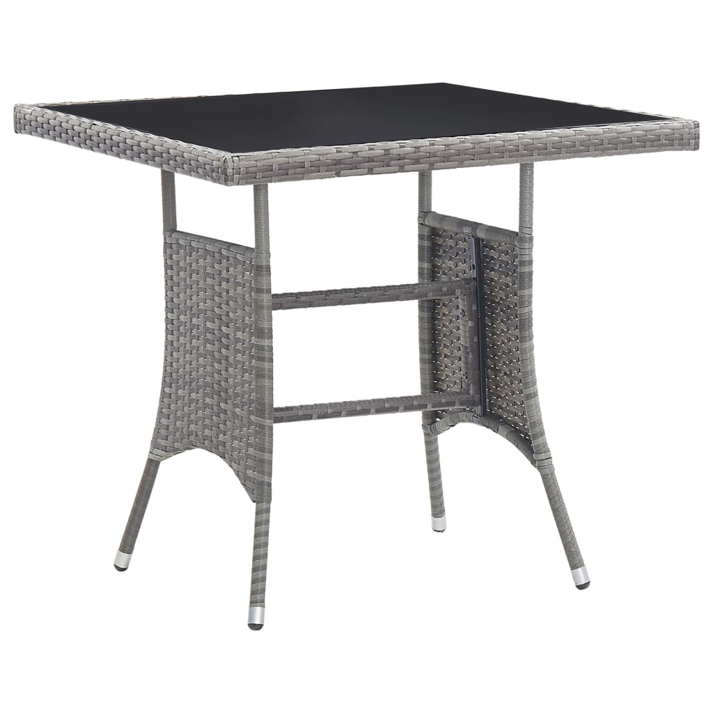 Garden Table Grey Poly Rattan