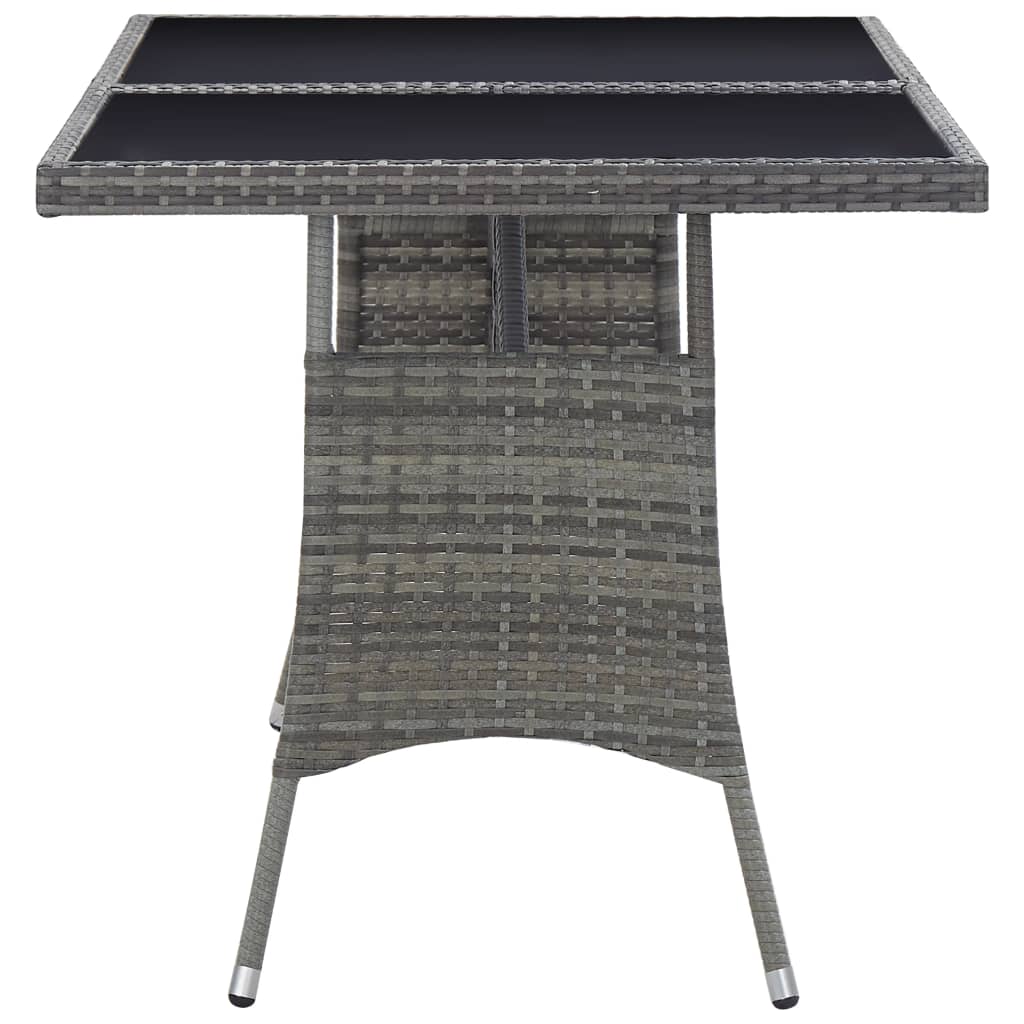 Garden Table Grey Poly Rattan