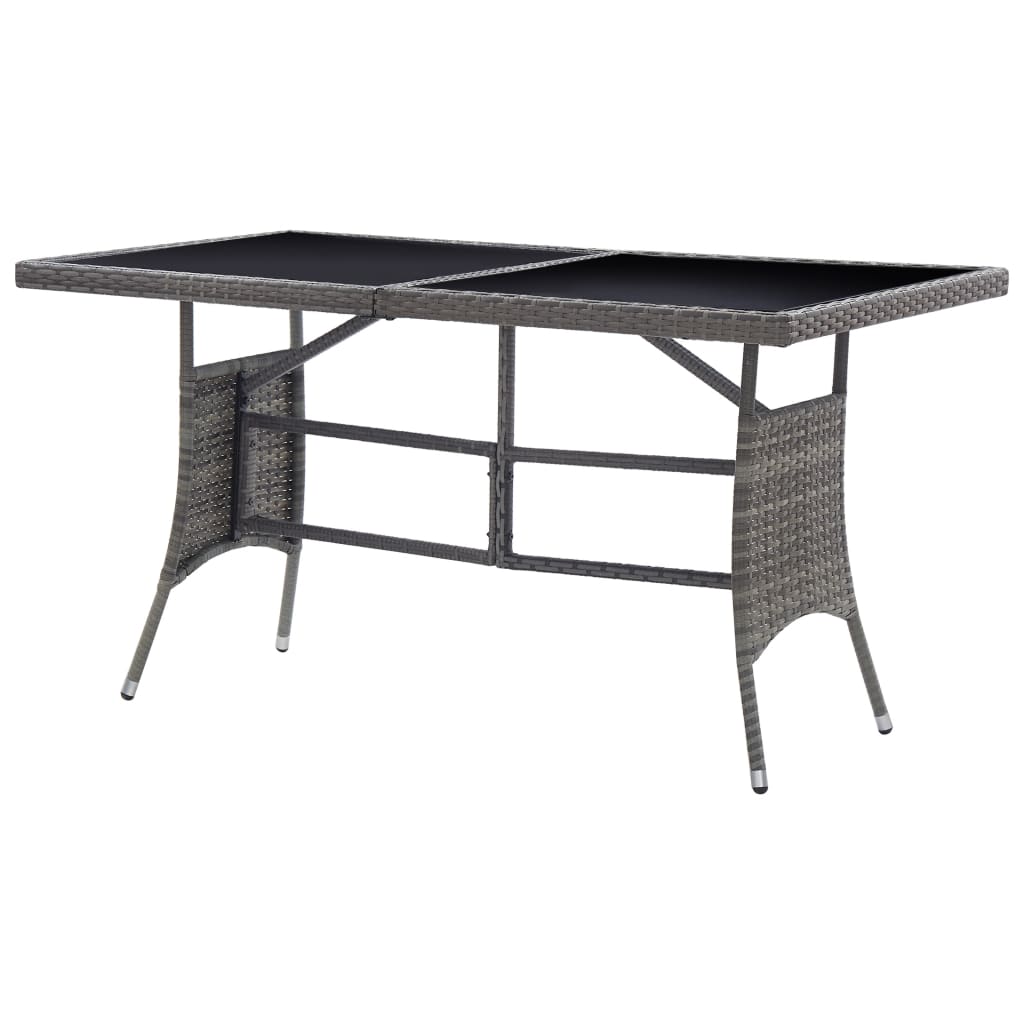 Garden Table Grey Poly Rattan