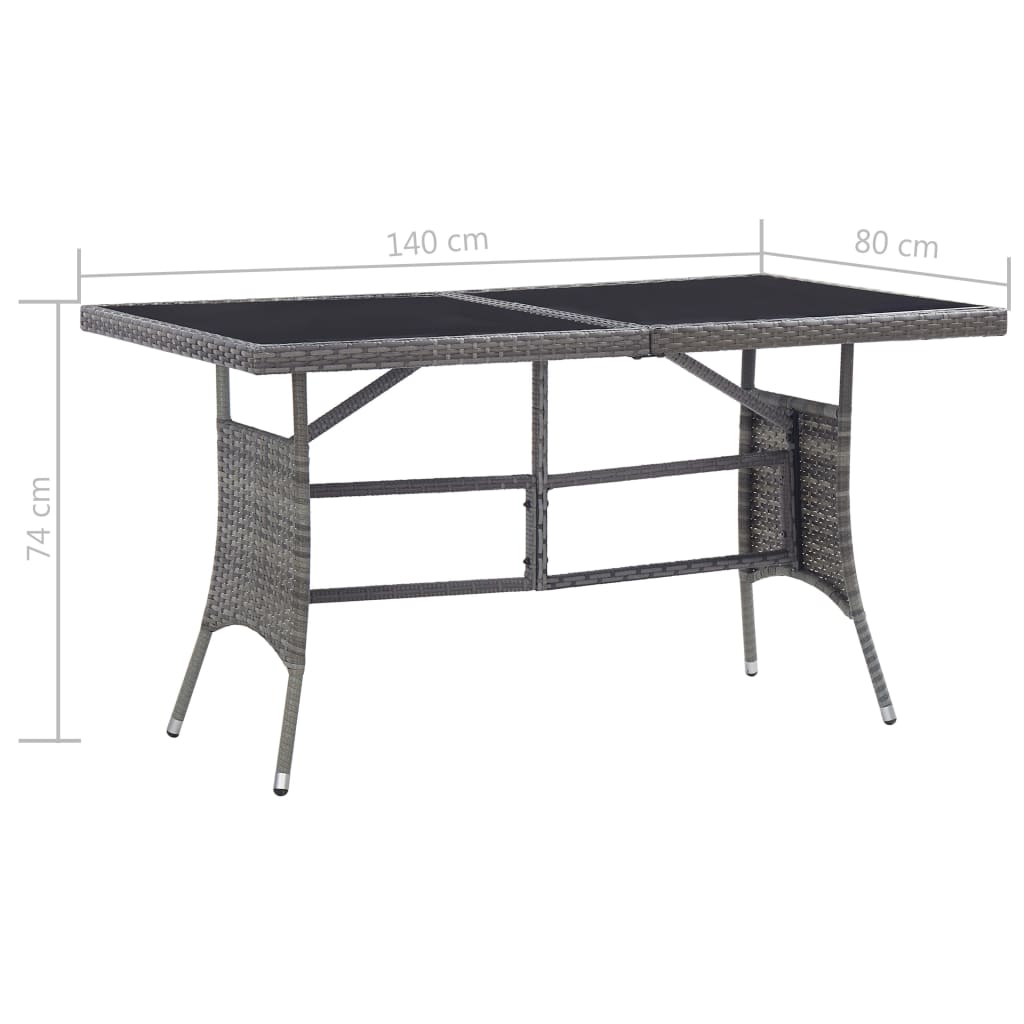 Garden Table Grey Poly Rattan