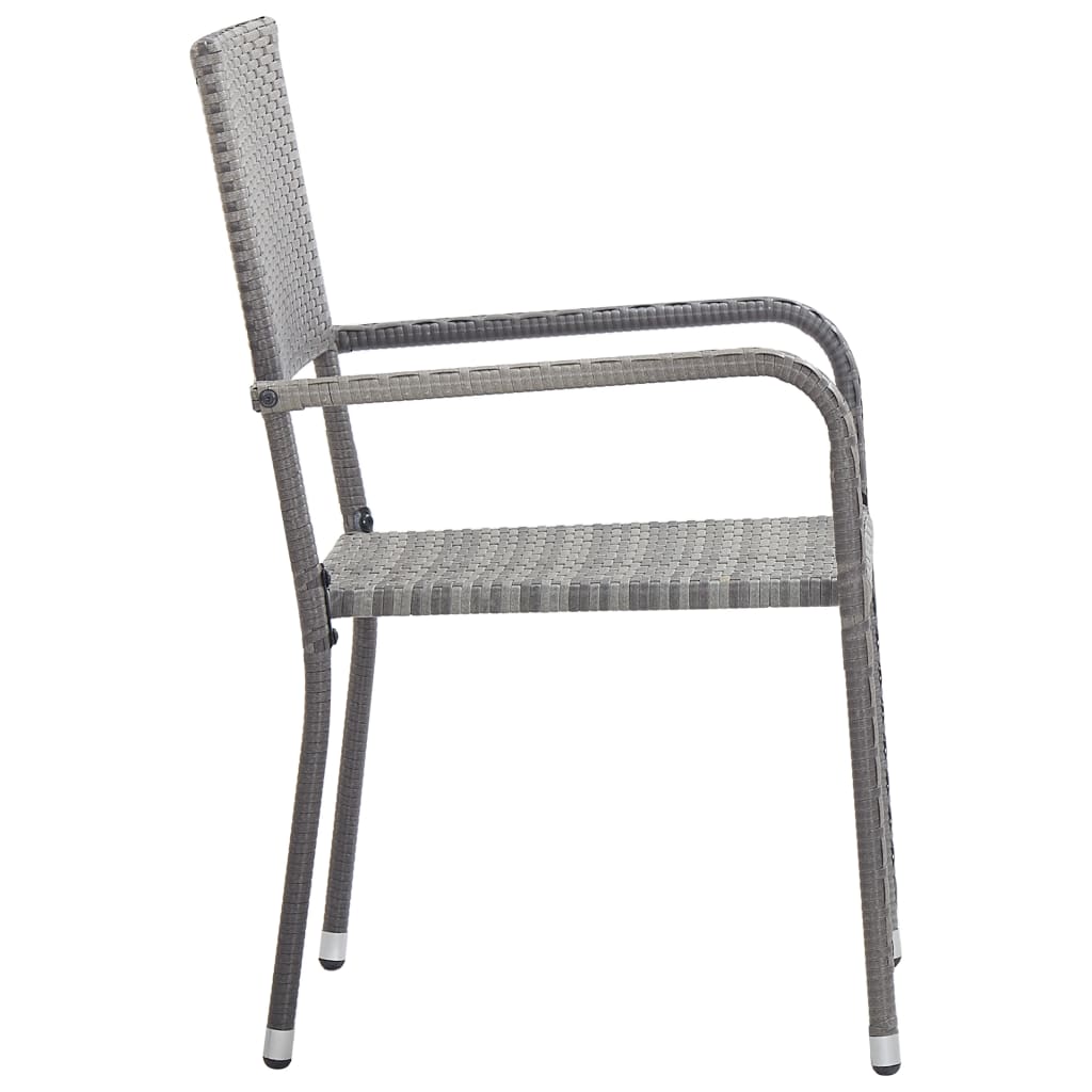 Garden Dining Chairs 4 Pcs Stackable Poly Rattan