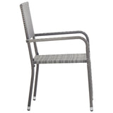 Garden Dining Chairs 4 Pcs Stackable Poly Rattan
