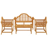 4 Piece Garden Lounge Set Solid Wood Teak