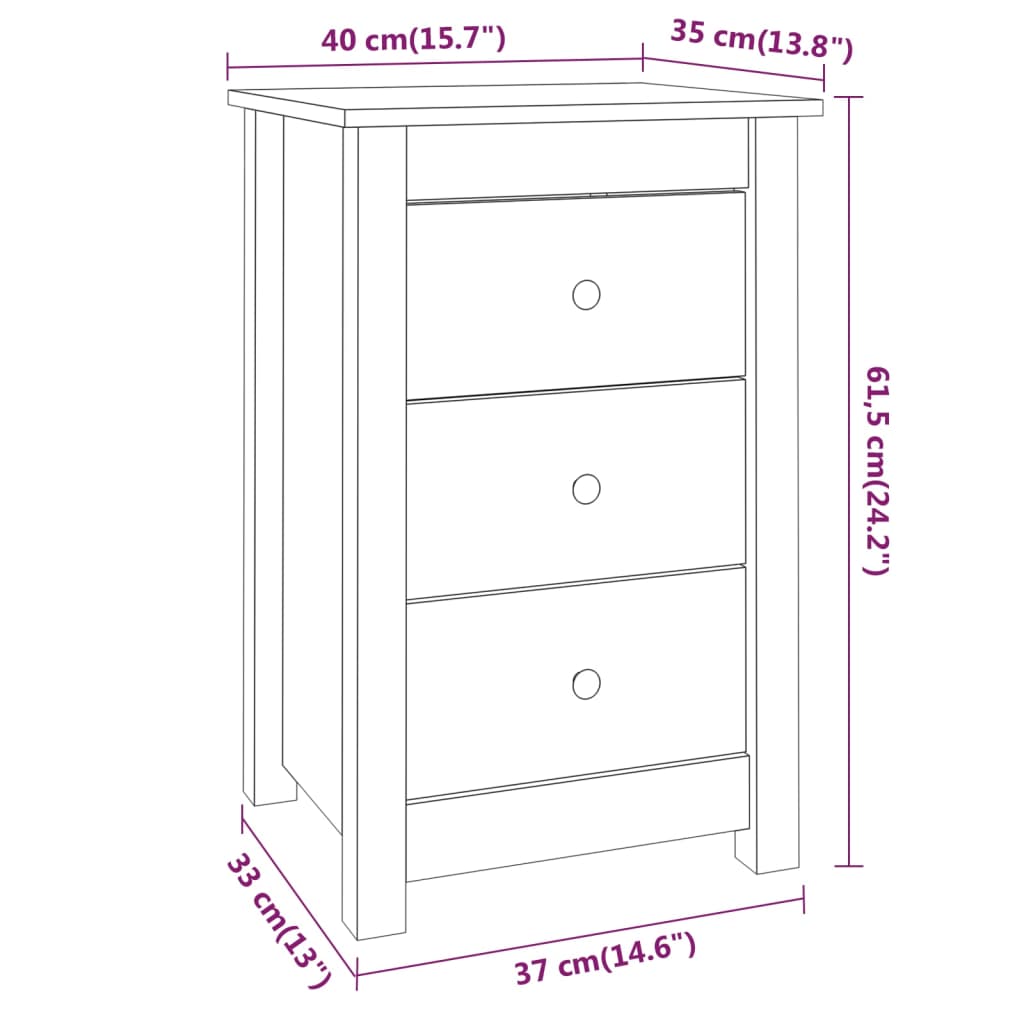 Bedside Cabinet 40X35X61.5 Cm Solid Wood Pine