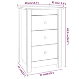 Bedside Cabinet 40X35X61.5 Cm Solid Wood Pine