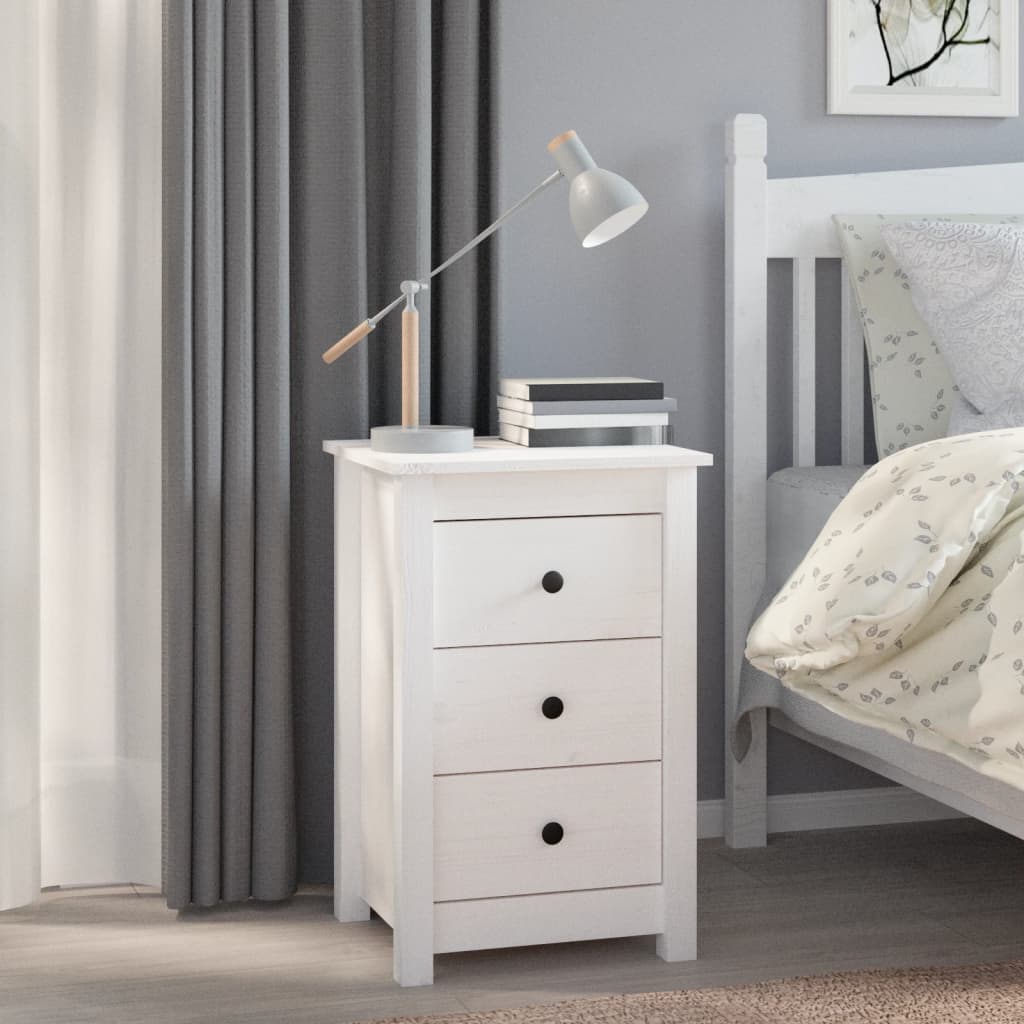 Bedside Cabinet 40X35X61.5 Cm Solid Wood Pine