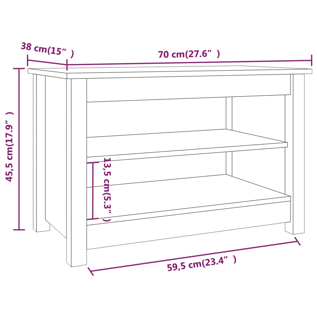 Shoe Bench 70X38X45.5 Cm Solid Wood Pine