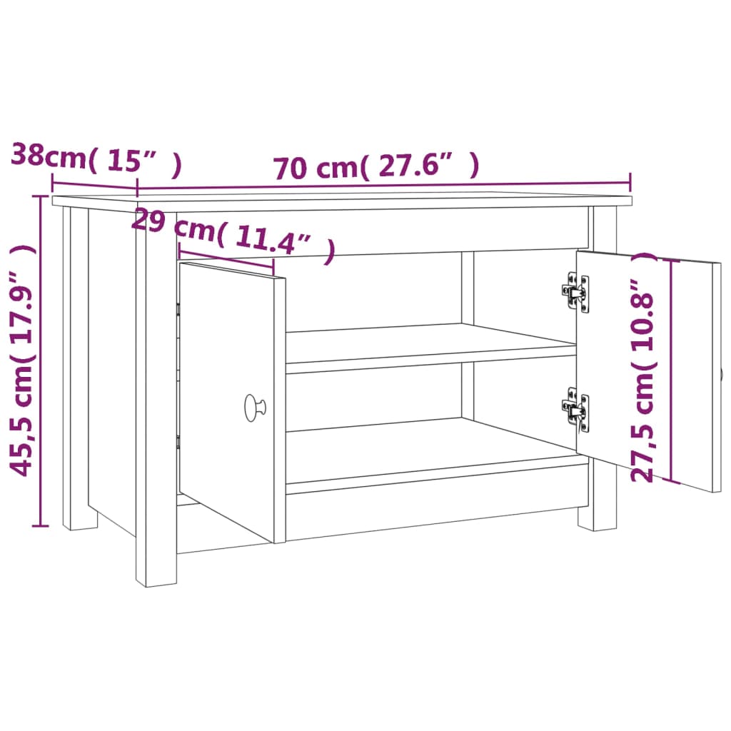 Shoe Cabinet 70X38X45.5 Cm Solid Wood Pine