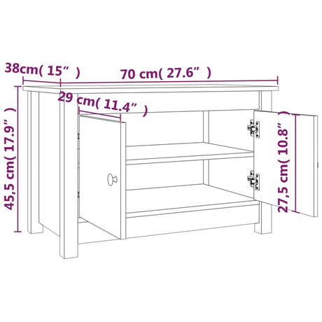 Shoe Cabinet 70X38X45.5 Cm Solid Wood Pine
