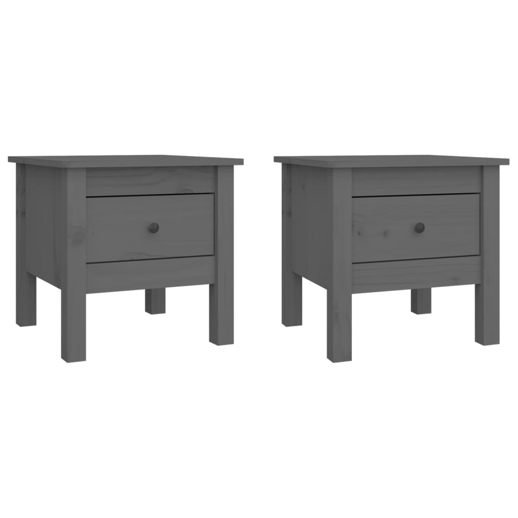 Side Tables 2 pcs Grey 40x40x39 cm Solid Wood Pine