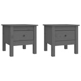 Side Tables 2 pcs Grey 40x40x39 cm Solid Wood Pine