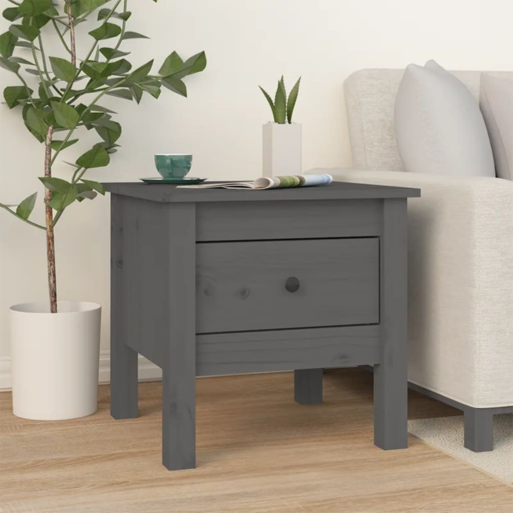 Side Tables 2 pcs Grey 40x40x39 cm Solid Wood Pine