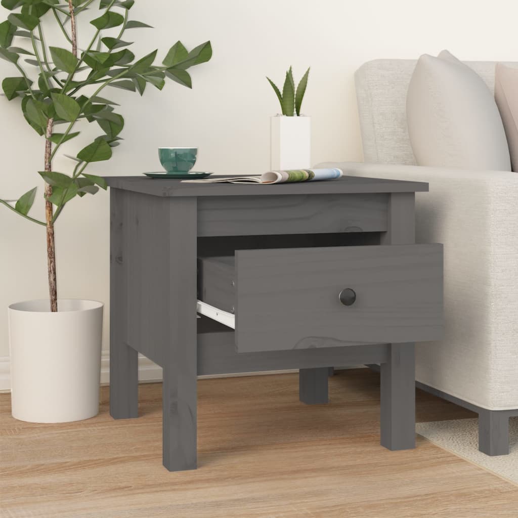 Side Tables 2 pcs Grey 40x40x39 cm Solid Wood Pine