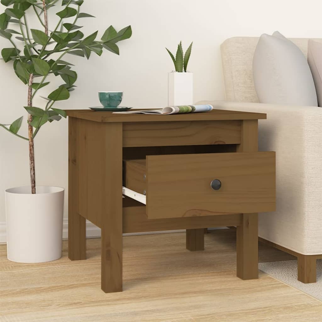 Side Table Honey Brown 40x40x39 cm Solid Wood Pine