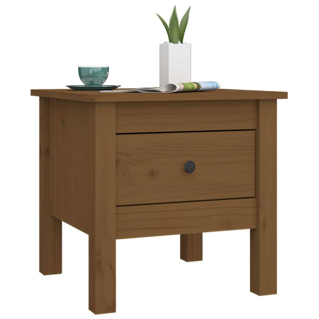 Side Table Honey Brown 40x40x39 cm Solid Wood Pine