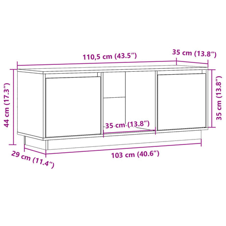 Tv Cabinet 110.5X35X44 Cm Solid Wood Pine