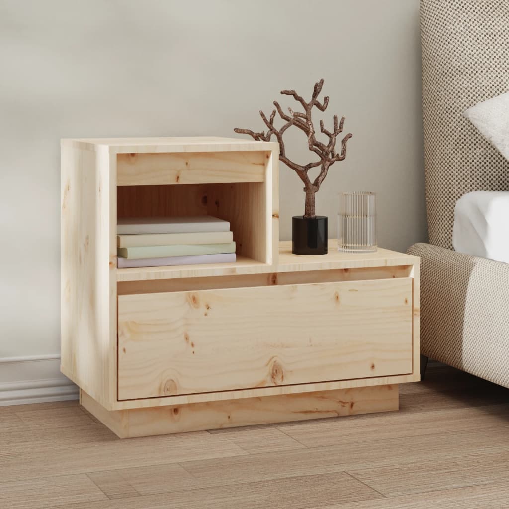 Bedside Cabinet 60X34X51 Cm Solid Wood Pine