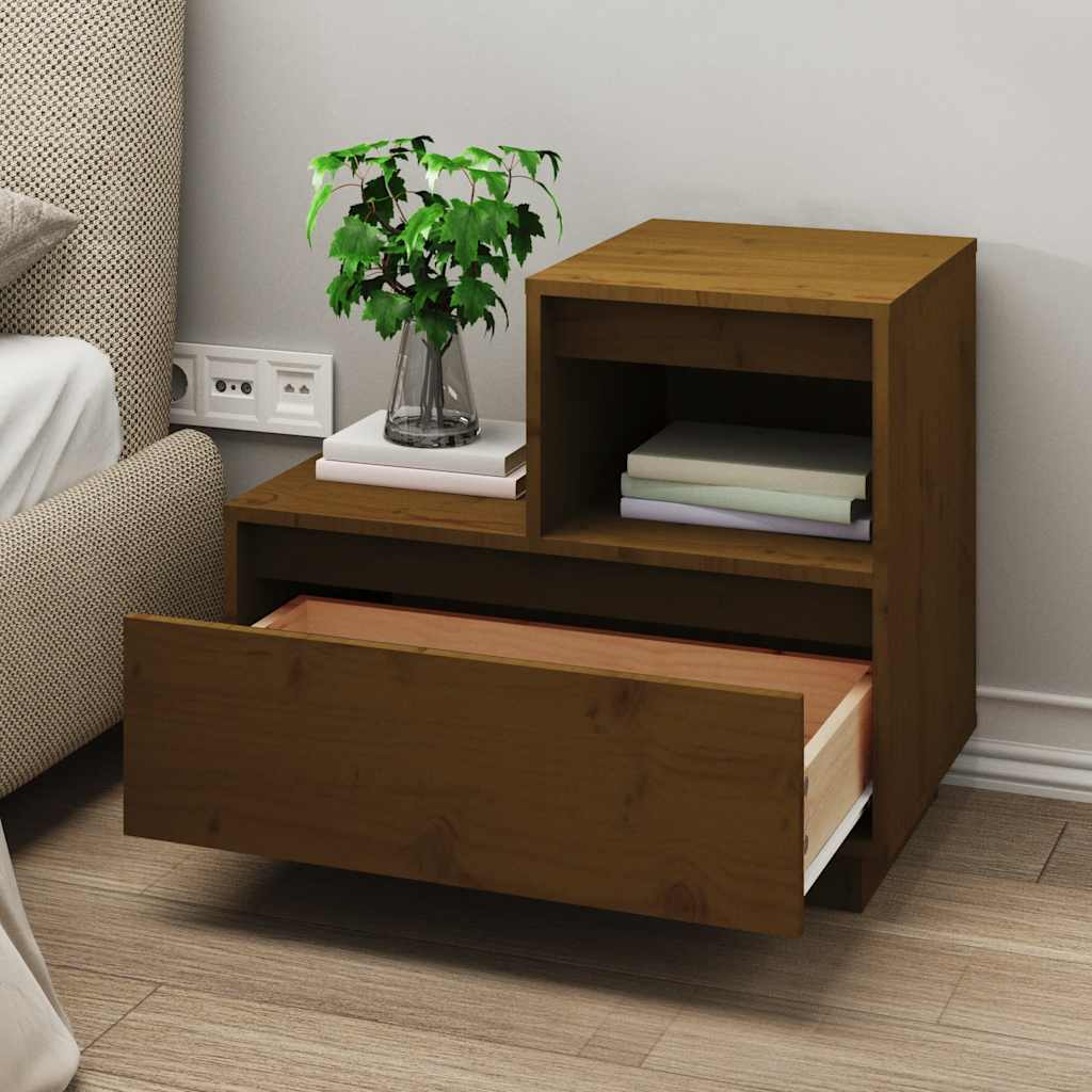 Bedside Cabinet 60X34X51 Cm Solid Wood Pine