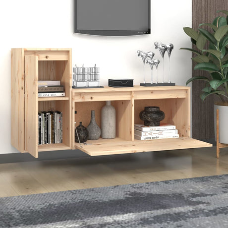 Tv Cabinets 2 Pcs Solid Wood Pine