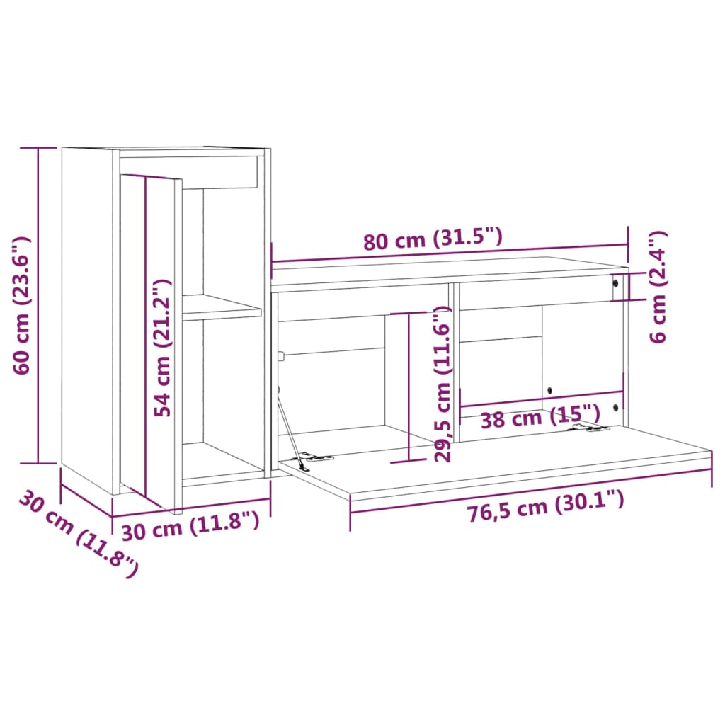 Tv Cabinets 2 Pcs Solid Wood Pine