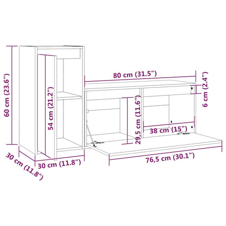 Tv Cabinets 2 Pcs Solid Wood Pine